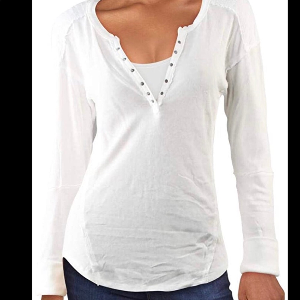Free People Mixed Military Henley